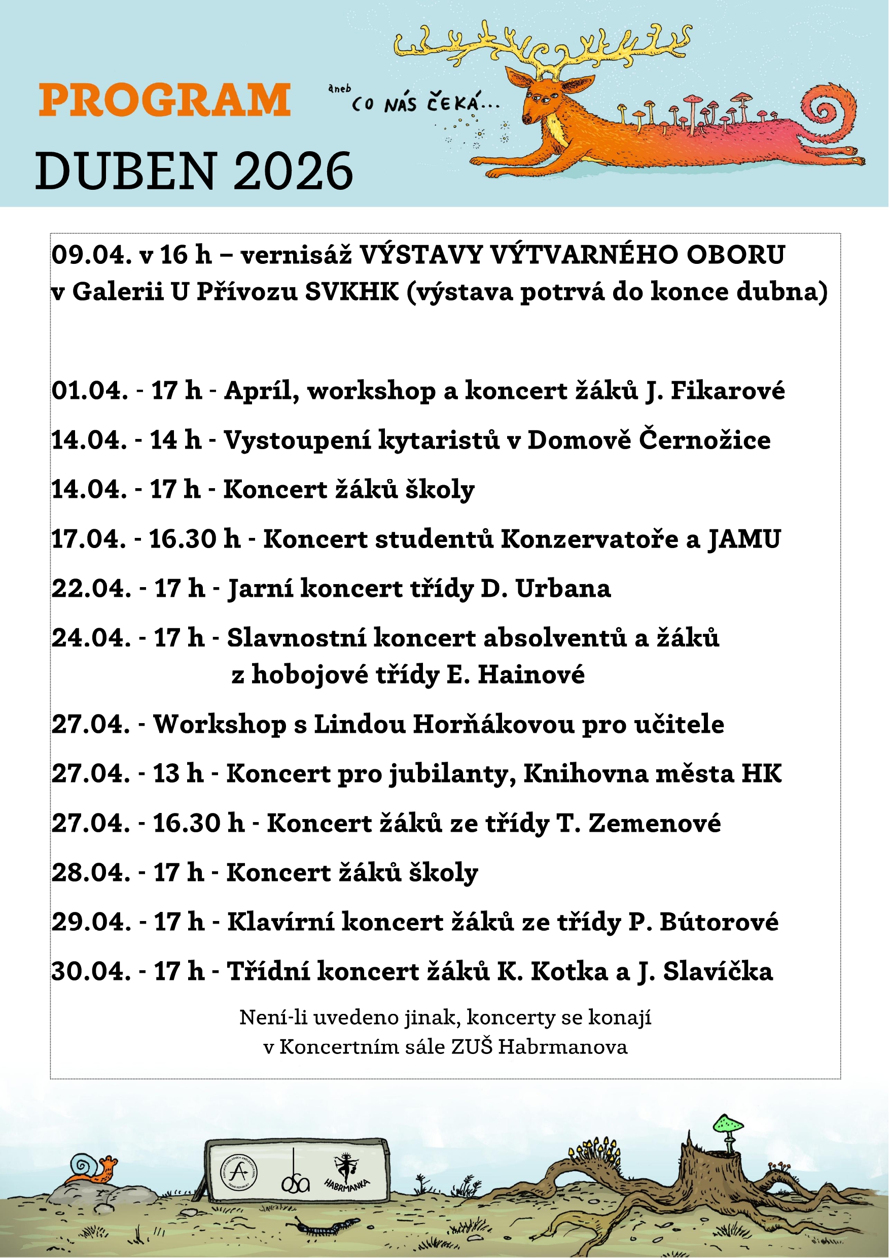 Harmonogram akcí - duben 2026