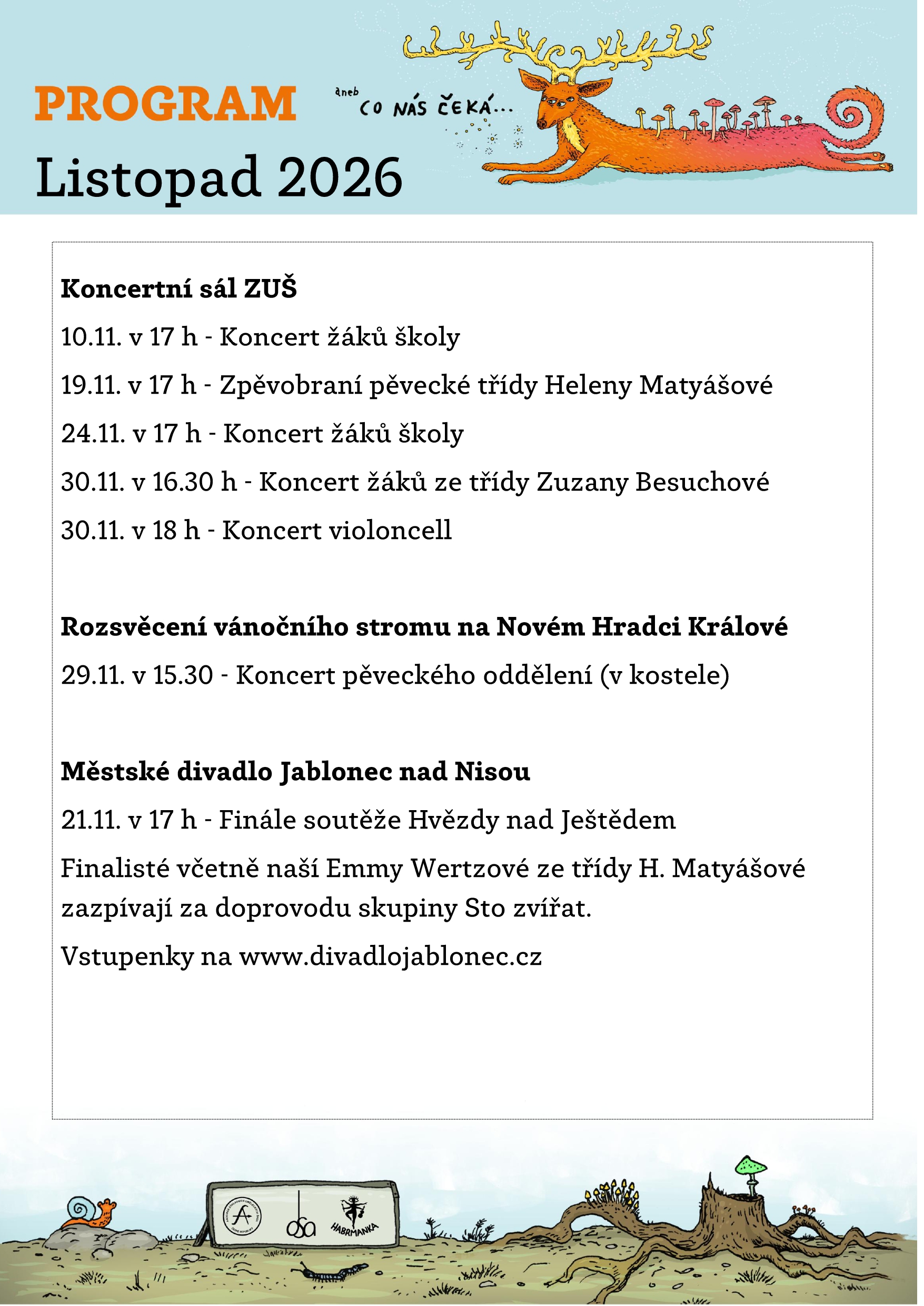 Harmonogram akcí - listopad 2026